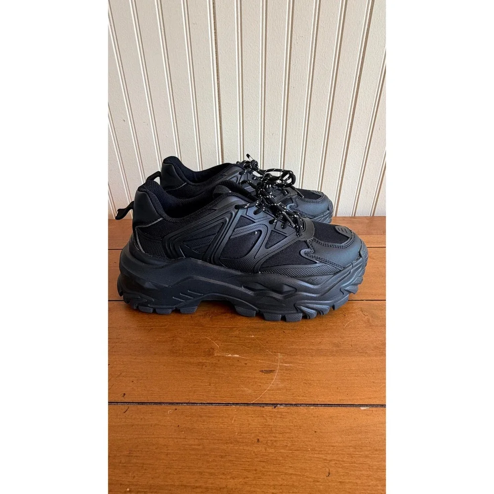 Niluber High Rise Black Chunky Sneaker Women's Size 9‎ Lightweight Non-Slip